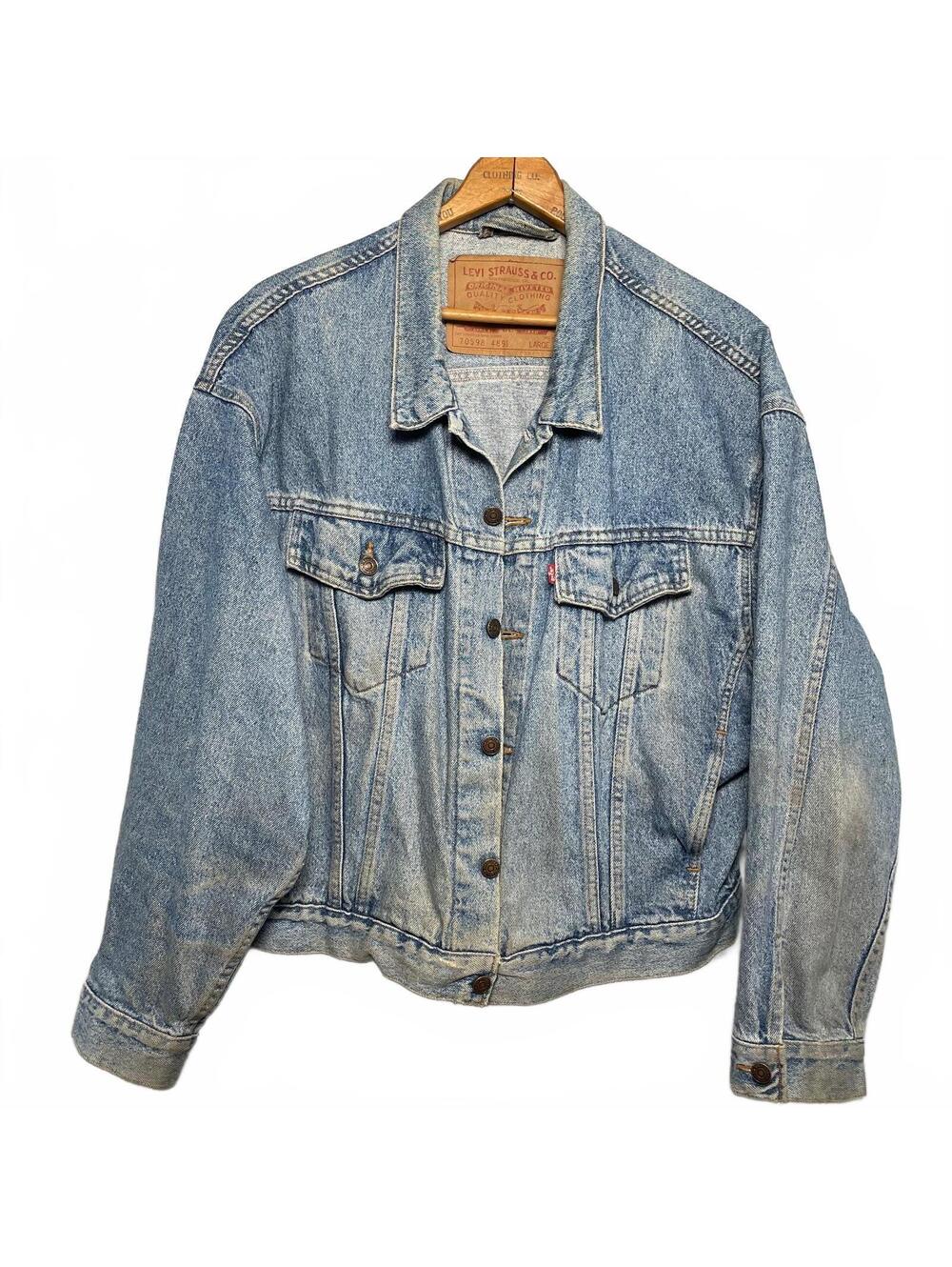 90's Vintage Levi Strauss Light Wash Denim Trucker Jacket 70598 4891 Men's L